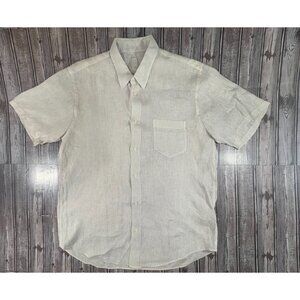 120% Lino classic fit linen Shirt size XL color Natural made in Italy Summer